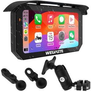 Weuaste 6.25인치 오토바이 카플레이, 무선 안드로이드 자동, HD 방수 GPS 네비게이션 시스템, 금속 방지 브래킷, 완전 라미네이트 스크린, 블루투스, 비디오, 음악, 액세서리 남성용