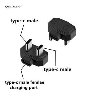 480Mbps USB-C Type-C 남성-남성 OTG 데이터 어댑터(PD 전원 포함) 휴대폰 마이크용 U자형 뒷면 각도 반대