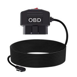 GIASYIEH OBD2 OBD 전원 케이블, OBD to 타입 C USB OBDII 어댑터 11.6-36V ~ 5V /3A 대시 캠 하드와이어 키트, 스위치 및 저전압 보호, 스마트 주차 모드 대시캠용 (11.5피트 /3.5M) (직각)