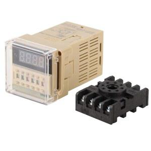 LED 디스플레이 자동화 디지털 DH48S 디지털 시간 릴레이 지연 타이머 제어 스위치 모듈 110V AC S 0.1S~99시간 사이클 포함
