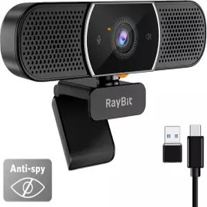 3 in 웹캠 - 마이크와 스피커가 장착된 2K HD USB C 레오 사운드 및 노이즈 캔슬링 프라이버시 커버 조명