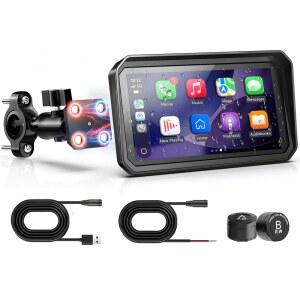 TPMS, 무선 카플레이 /안드로이드 오토, 블루투스, HD 터치스크린, IP69K 방수, GPS 내비게이션 시스템, USB 전원, 커스텀 부트 스크린, 음성 제어 기능이 포함된 텐바바 6인치 모터사이클 카플레이 디스플레이