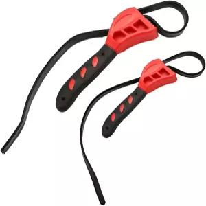 UHANBUT 2PCS 고무 스트랩 렌치 24인치 및 19.8인치 조절 가능한 필터 강화 벨트 파이프 약한 손을 위한