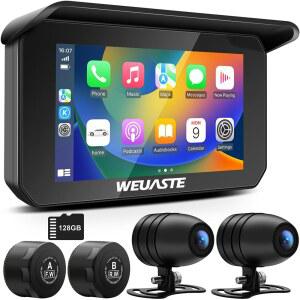 듀얼 카메라, TPMS, 무선 카플레이 및 안드로이드 오토, 모터바이크용 GPS 내비게이션 시스템, 모터사이클 대시캠 카플레이, G-센서, 블루투스가 포함된 모터사이클 카플레이(128G SD 카드 포함)