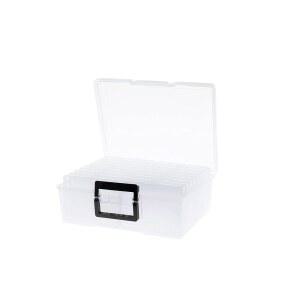 IDekooror 사진 보관 상자 12.7 x 17.8cm(5 x 7인치), 18개의 내부 엑스트라 라지 사진 정리함 용기, 사진 스티커 스탬프 씨앗용 손잡이가 달린 플라스틱 공예 보관 상자