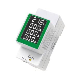 AC 50-300V 100A 다기능 전압 암페어 전력계 딘 레일 LCD 디지털 백라이트 에너지 모니터 내장 전류 변압기 전류계 전압계 단상 시험기