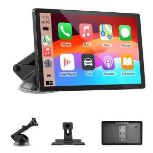 자동차용 CarPlay 스크린, 22.9cm(9인치) 무선 CarPlay 및 안드로이드 오토 - 블루투스 /FM, 미러 링크, 음성 제어, GPS 네비게이션, 핸즈프리 통화, 플러그 앤 플레이 자동차 플레이 스크린이 있는 스마트 휴대용