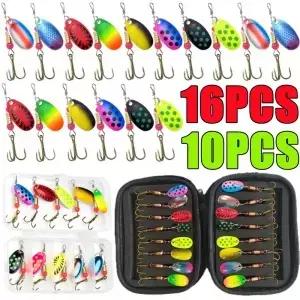 16PCS/10PCS 물방울 금속 스푼 스피너 낚시 미끼 세트 후크 인공 키트 민물 및 바닷물에 대한 크랭크베이트