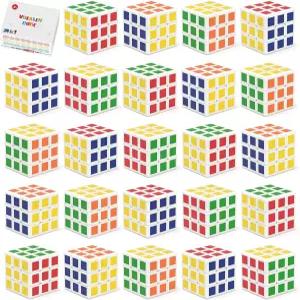 를 위한 Vdaleen 24팩 미니 큐브 퍼즐 파티 학생을 8인치 3x3 매직 학교 보상 및 교실 경품 생일 부활절