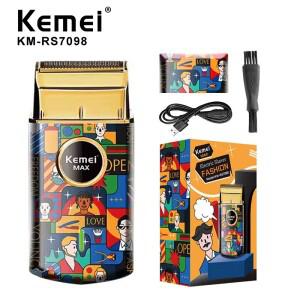 케메이 KM-RS7098 충전식 전기 면도기 휴대용 싱글 블레이드 수염 트리머 패션 랜덤 그래피티