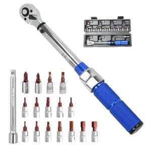 COTOUXKER 자전거 토크 렌치 세트, 0.6CM(1 키트, 앨런 키, MTB /4인치) 드라이브 로드 2~24NM 공구 산악 바이크용, 바 연장 소켓, 포함 톡스