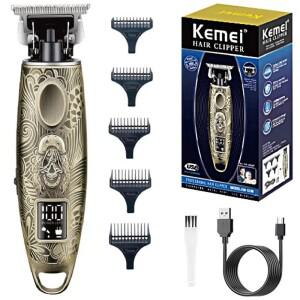 Kemei Metal zero outliner 블레이드 이발사 헤어 트리머 남성용 전문 수염 깎기 충전식