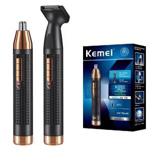Kemei 2in1 코 헤어 트리머 남성과 여성을위한 수염 네클라인 전기 얼굴 귀 눈썹 손질 키트 충전식