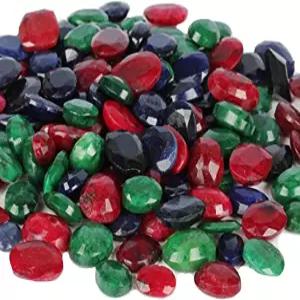 GEMHUB 약 100 Ct - 보석용 천연 루즈 루비 에메랄드 사파이어 페이스드 원석 7개 로트