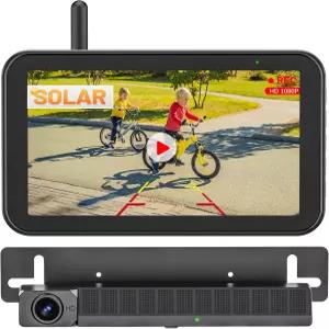 태양광 무선 백업 카메라 5인치 1080P DVR 모니터 2분 무배선 설치 4800mAh 배터리 안정적인 신호 자동차