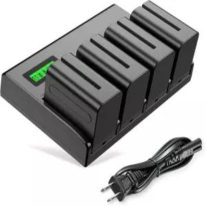 4 6 팩 NP-F970 배터리 8900mAh 및 4/6채널 충전기 F970 F960 F950 F930 F770 F750 F570 F550 F530 F330