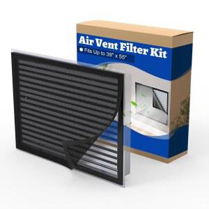 윈트컴포트 에어 벤트 필터 키트 39인치 X55인치 컷으로 저저항 쉬운 공기 흐름 HVAC용 접착 후크 테이프가 있는 필터 레지스터 및 그릴 블랙