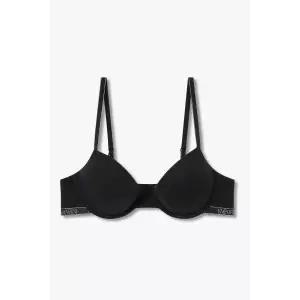 매장정품 EMPORIO ARMANI UNDERWEAR 엠포리오 아르마니 언더웨어 여성 메탈릭 밴딩 리블 푸쉬업 브라_블랙