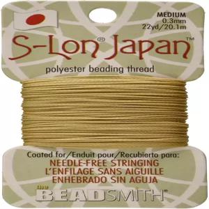비드스미스 SLon 중간 폴리에스터 실 카키색 직경 03mm 카드당 22야드 바늘이 없고 꿰기 쉬운 매듭이 있는