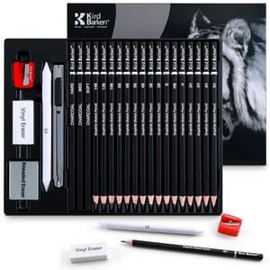 Kird en 24피스 전문 스케치 연필 세트 - 5H ~ 14B 연필, 연필, 지우개, 샤프너, 나이프 포함 미술 용품 키트 - 예술가, 학생, , 초보자를 위한 이상적인 선물