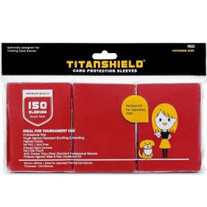 TITANSHIELD (150 슬리브 /레드) 작은 일본 카드 프로텍터 사이즈 유희왕, 트레이딩 뱅가드 등 데크 카드파이트!!