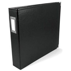 We R Memory Keepers 30.5x30.5cm(12x12인치) 포토 앨범 - 5페이지 프로텍터 및 척추 라벨이 있는 인조 가죽 - 걸림 방지 D링 스크랩북 메모리 앨범, 중성, 블랙