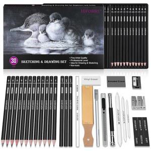 HIFORNY 30피스 스케치 드로잉 연필 세트, 스케치 연필 미술 용품, 흑연, , 블렌딩 도구, 액세서리, 성인 아티스트를 위한 드로잉 키트