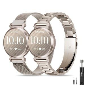 Koazon Garmin Lily 2 액티브 /릴리 2와 호환되는 메탈 시계 밴드 여성용, 14mm 슬림 조절 가능한 메시 마그네틱 클래스프 스테인리스 스틸 체인 교체 팔찌 릴리 2 클래식 액세서리