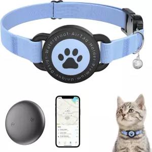 고양이 목걸이용 GPS 트래커 iOS 및 Android 블루투스 개 미니 스마트 애완동물 활동 월정액 무료 Find My