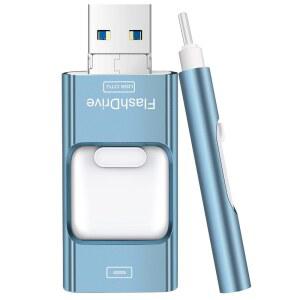 256GB용 플래시 드라이브, 4 in 1 USB 타입 C 메모리 스틱, 포토 스틱 외장 스토리지 썸 드라이브, 안드로이드 컴퓨터용, 스카이 블루