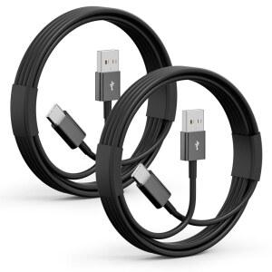 15 /16 /17 올 시리즈용 USB A to USB C 케이블 2팩, CarPlay - Type-C 차량용 충전기 3A 고속 충전 및 480Mbps 속도 , 삼성 갤럭시, 태블릿, 노트북용 (블랙-0.9m(3피트)
