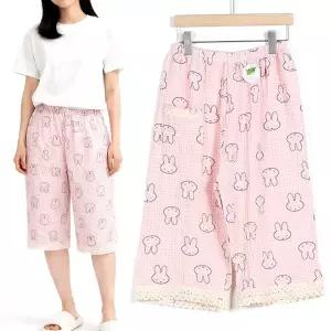 투엘 2선 레이스7부바지 밴딩바지 홈룩 잠옷바지 파자마
