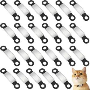 베네크리에이트 24PCS 실리콘 고양이 개 이름표 무음 애완동물 ID 태그에 슬라이드 위한 개인 맞춤형 블랙