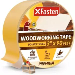 XFasten 양면 목공 테이프 3인치 x 90피트 잔여물 없는 탈착식 목재 마운팅 보드 템플릿 금속 MDF 가장자리