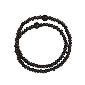 あさひ 108 beads Japanese Black Striped wood & Smoky Quartz Double Bracelet Juzu dhyana Zen Kyoto Prayer Handmade for Men Women Gifts Elastic Mala