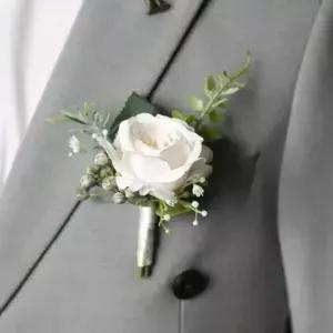 Mensuit 인공 장미 손목 코사지 웨딩 액세서리에 대한 우아한 신랑 Boutonnie 꽃