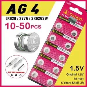 TIANQIU SR626SW 배터리 AG4 1.55V 377A LR626 100 버튼 전자 신발 조명 컴퓨터 드라이버용
