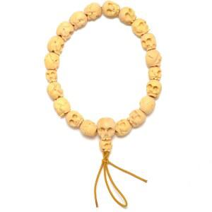교토 아사히야 Japanese Boxwood (Tsuge) Skull Mens Wood Bracelet Juzu Black 흰색 화이트 Buxus Buddhist Prayer Beads Asian Rosary Made in Kyoto UDA17
