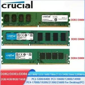크루셜 메모리아 DDR4 2GB 3200MHz 2666 2133 2400 1866 1600 1333 667 PC 데스크탑 M 램 메모리