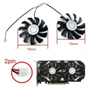새로운 쿨링 팬 75MM 2핀 HA8010H12FZ GTX1050 G 쿨러 MSI 1050 2GT OC 1050Ti 그래픽 비디오 카드용 교체