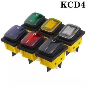 KCD4 on off 30A/250V 헤비 듀티 4 핀 DPST IP67 밀폐형 방수 T85 자동 보트 해양 토글 로커 스위치(LED