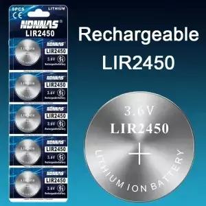 550 팩 충전식 2450 배터리 3.6V 매우 오래 지속되는 LIR2450 코인 버튼 CR2450 교체