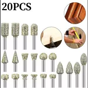 20pcs 3mm 생크 Dremel 액세서리 다이아몬드 그라인딩 헤드 Dremel 로타리 도구 그라인딩 액세서리 용 미니