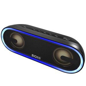 DOSS 사운드박스 프로+ P300 블루투스 스피커, 40W 스테레오 사운드, 엑스트라 베이스, 20시간 플레이타임, 무선 페어링, 파티용 비트 구동 조명, 정원, 캠핑, 해변, 야외 블랙을 위한 IPX6 방수 기능