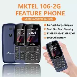 MKTEL 106 피처폰 800mAh 대용량 배터리 듀얼심 1.77인치 디스플레이 블루투스 MP3 플레이어 GSM 휴대폰