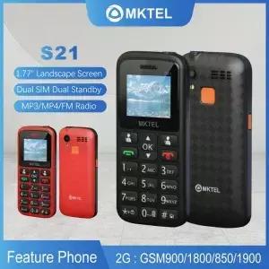 MKTEL S21 피처폰 듀얼 SIM 대기 라우드 스피커 MP3 FM 라디오 용 2G 휴대폰 1.77 인치 화면 800mAh 배터리
