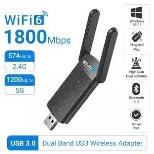 WiFi 6 AX1800 USB3.0 어댑터 Bluetooth 5.3 듀얼 밴드 2.4G 5G 안테나 네트워크 수신기 동글 드라이버 Win