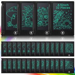Zhehao 32피스 미니 LCD 필기 태블릿 11.4cm(4.5인치) 선물(블랙) 아트 선물 재사용 보드 지울 드로잉 학습 가능한 있는 패드 유치원 수 교육용 생일 장난감