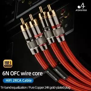 HIFI RCA 오디오 케이블 6N OFC 남성남성 고성능 인터커넥트 TV DAC용