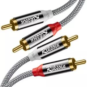 RIKSOIN 2RCA 케이블 남성2RCA 서브우퍼 오디오 HiFi 사운드 HDTV 홈 시어터 스피커 DVD 플레이어용